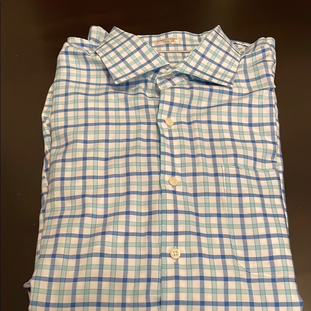 Blue Casual Button Down Shirt with Plaid Design